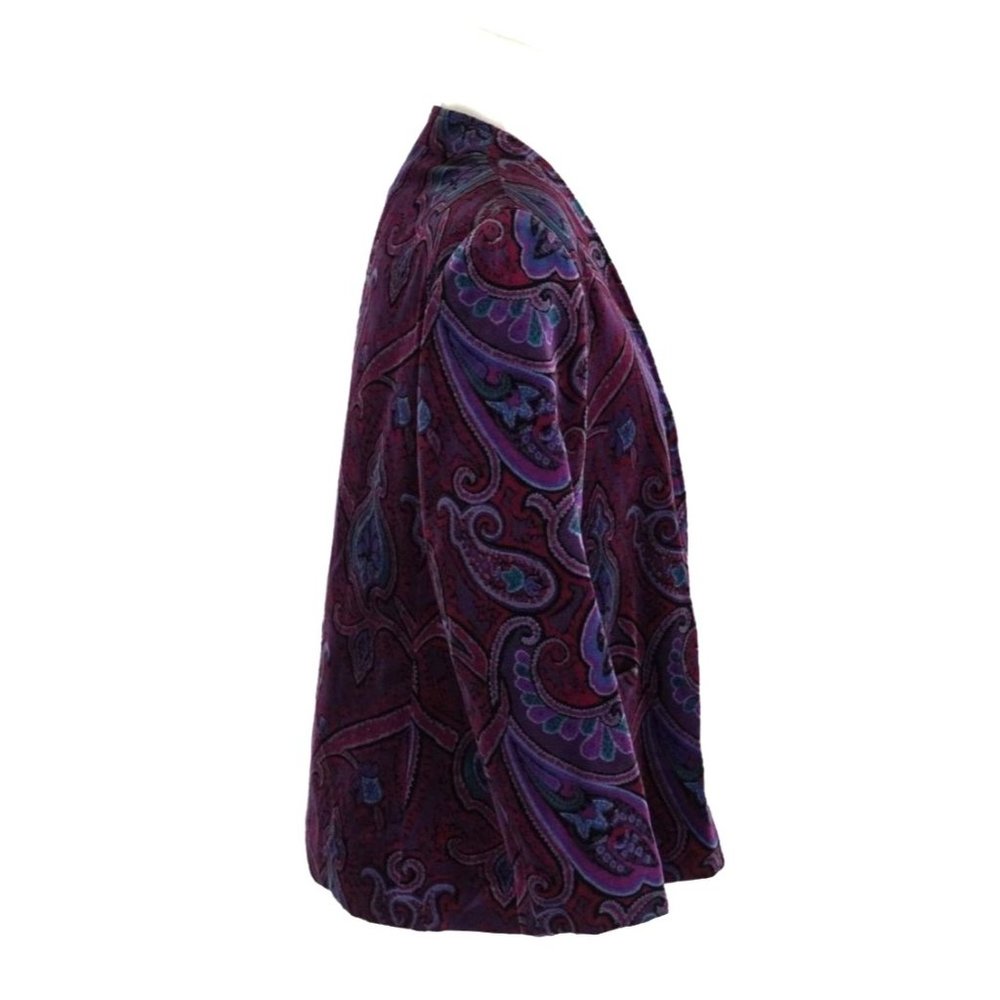 Purple Paisley Velour Blazer Womens 10 Tan Jay Jacket Vintage Oui Petites Nygard - Picture 4 of 10